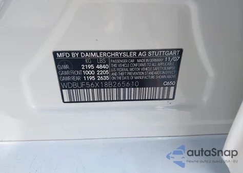 2008 Mercedes-Benz E 350 from USA, damaged, VIN WDBUF56X18B265610